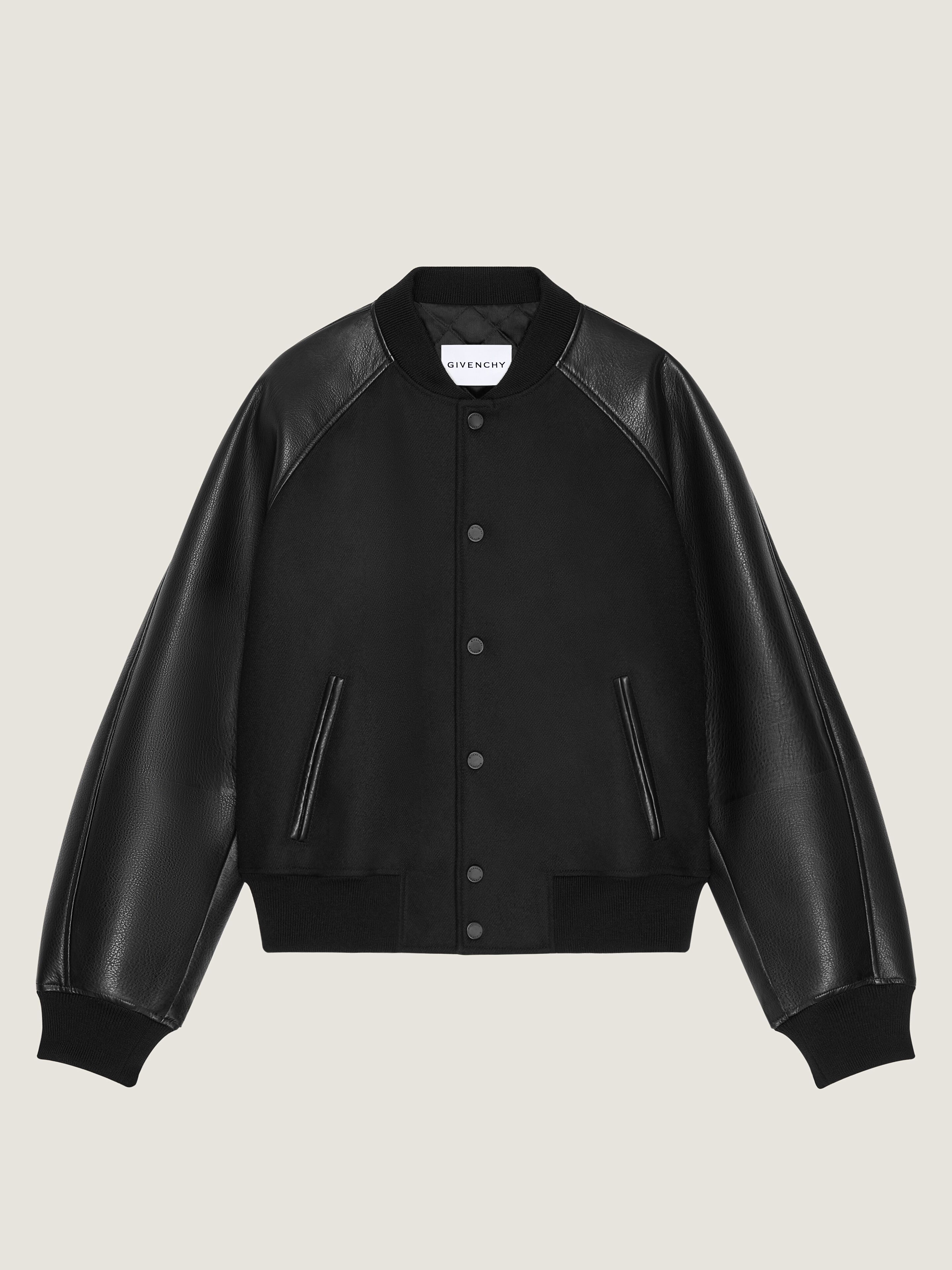 Mix material blouson with GIVENCHY Paris embroidery